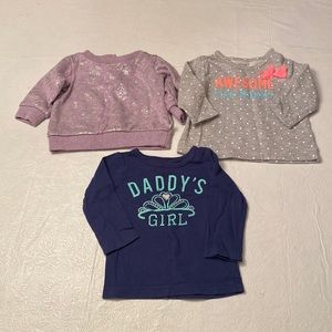 Lot of 3 Infant Girls Long Sleeve Tops- Size 9 mon